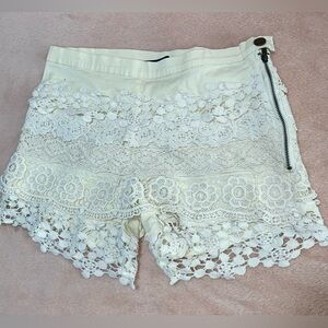 Cream Lace Layered Shorts